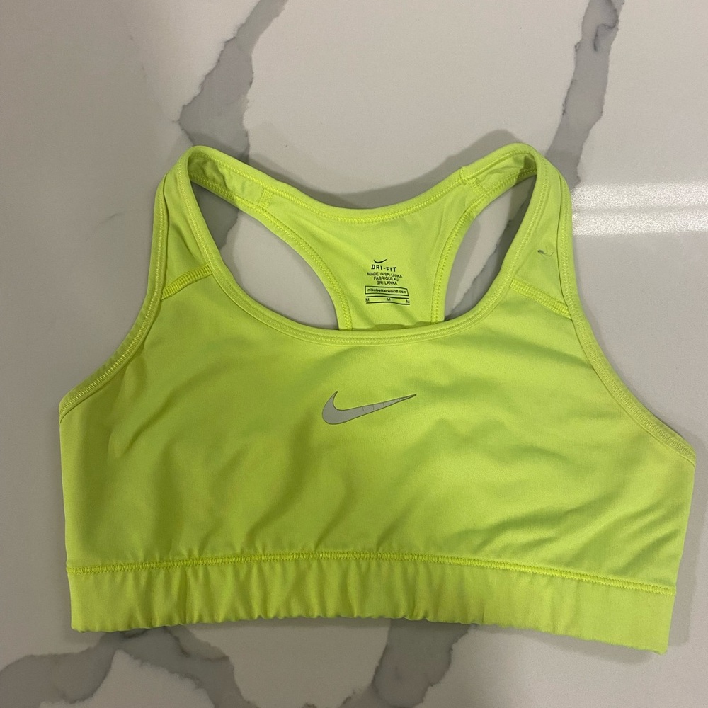 Neon dri fit Nike sports bra. size M